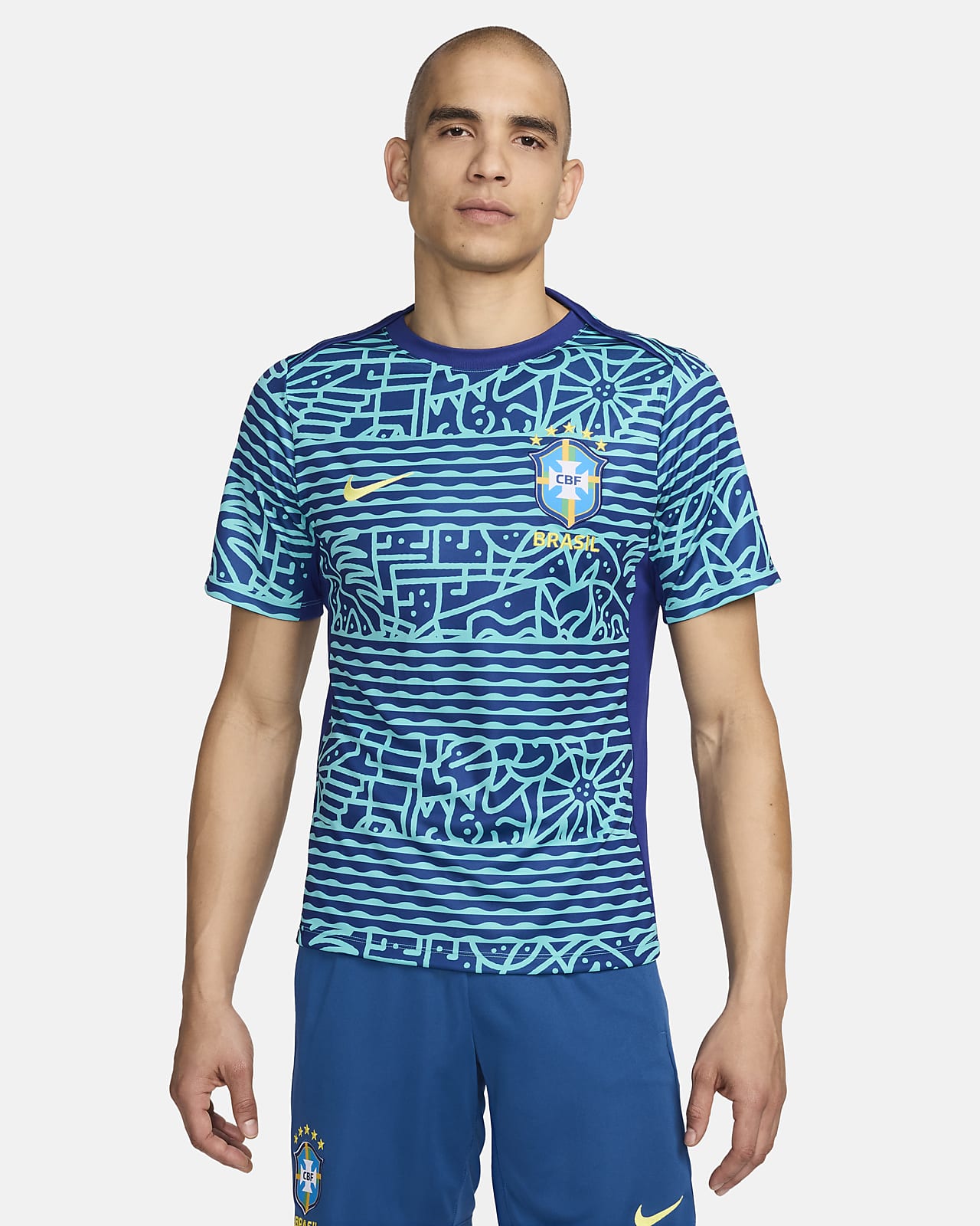 Brazil Academy Pro Men's Nike Dri-FIT Soccer Pre-Match Short-Sleeve Top