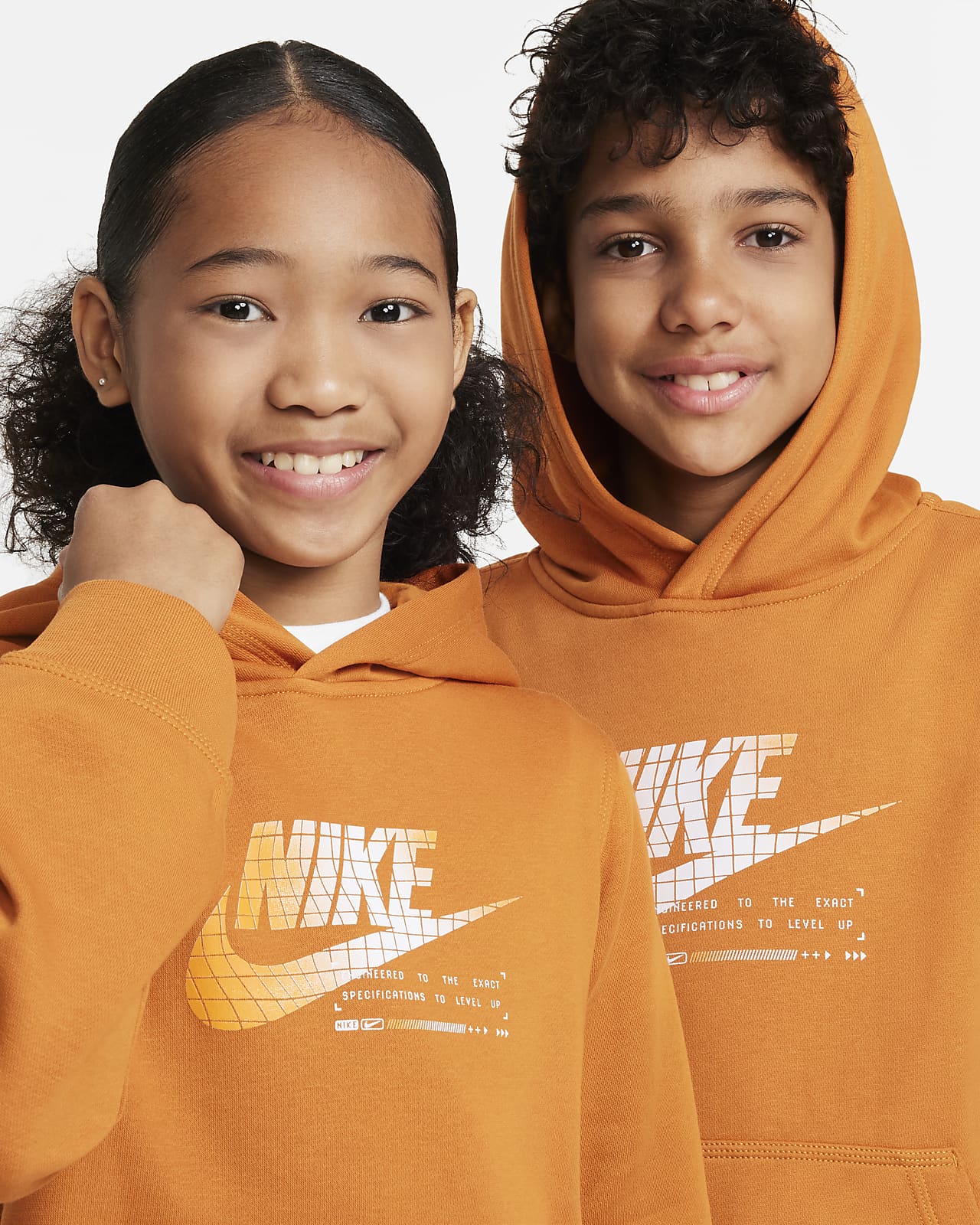 Big Nike Fleece Club Graphic Kids\' Pullover Sportswear Hoodie.