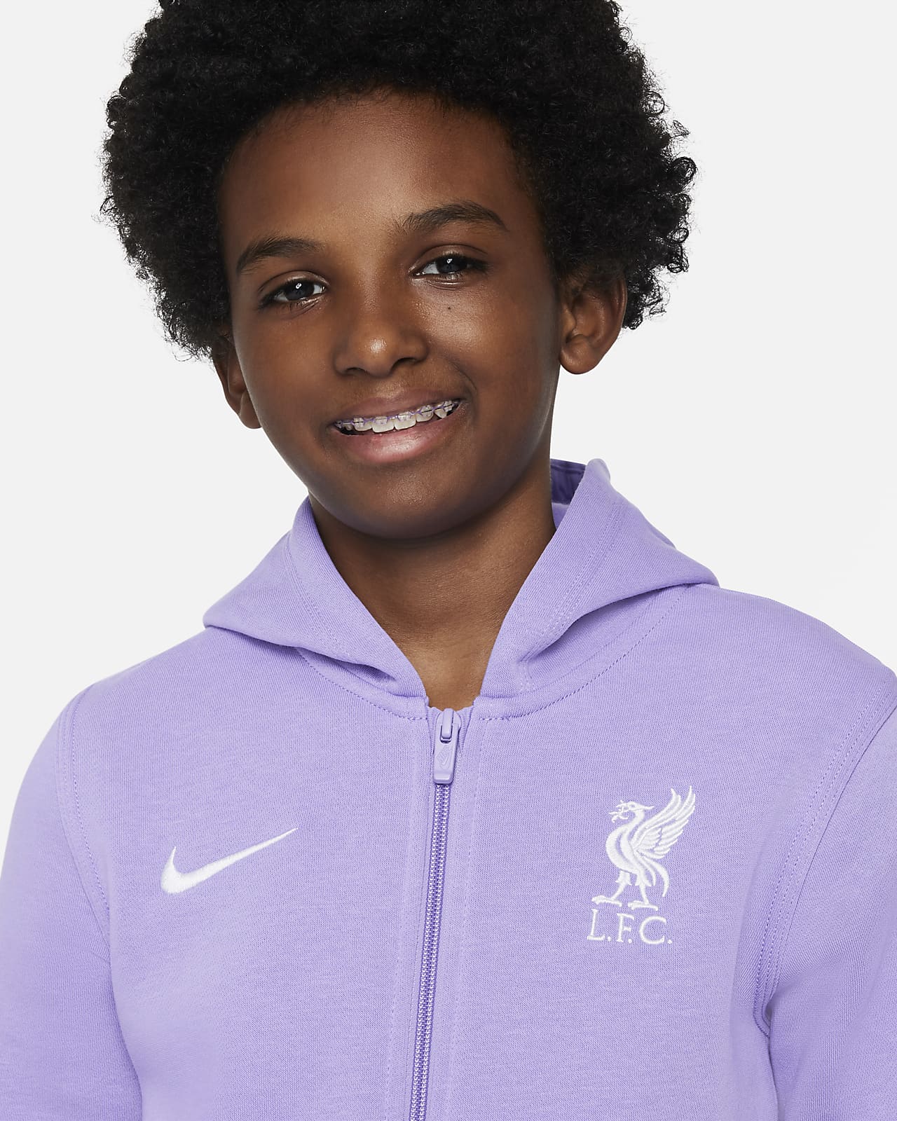 Liverpool FC Essential Women's Nike Soccer Fleece Pullover Hoodie.