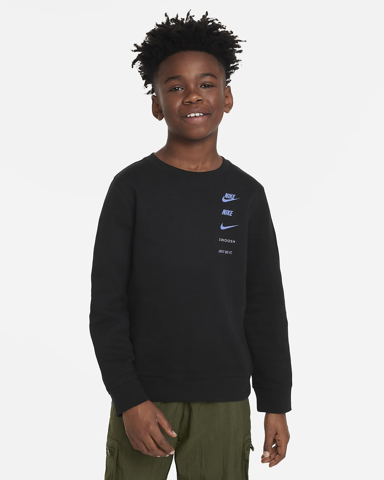 Nike Older Boys Logo Fleece Crew Neck Sweatshirt Red Life