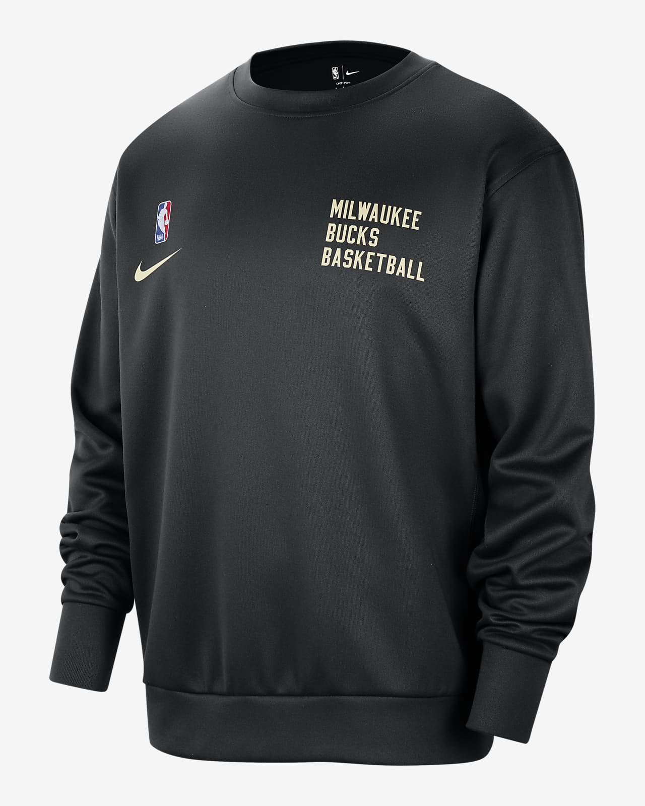 Sudadera de cuello redondo Nike Dri-FIT de la NBA para hombre Milwaukee Bucks Spotlight
