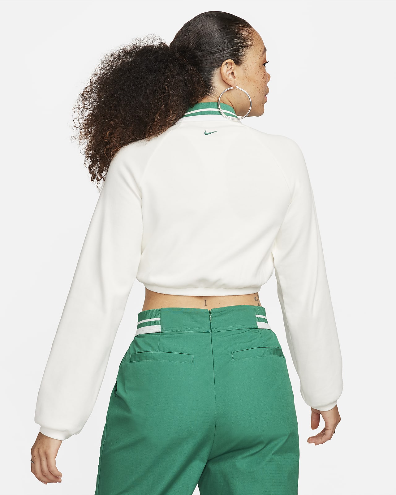 Long-Sleeve Women\'s Nike Collection Cropped Polo. Sportswear