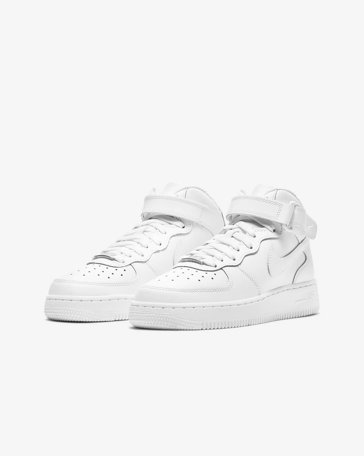Nike Boy's Air Force 1 Mid Top Sneaker, White, 6