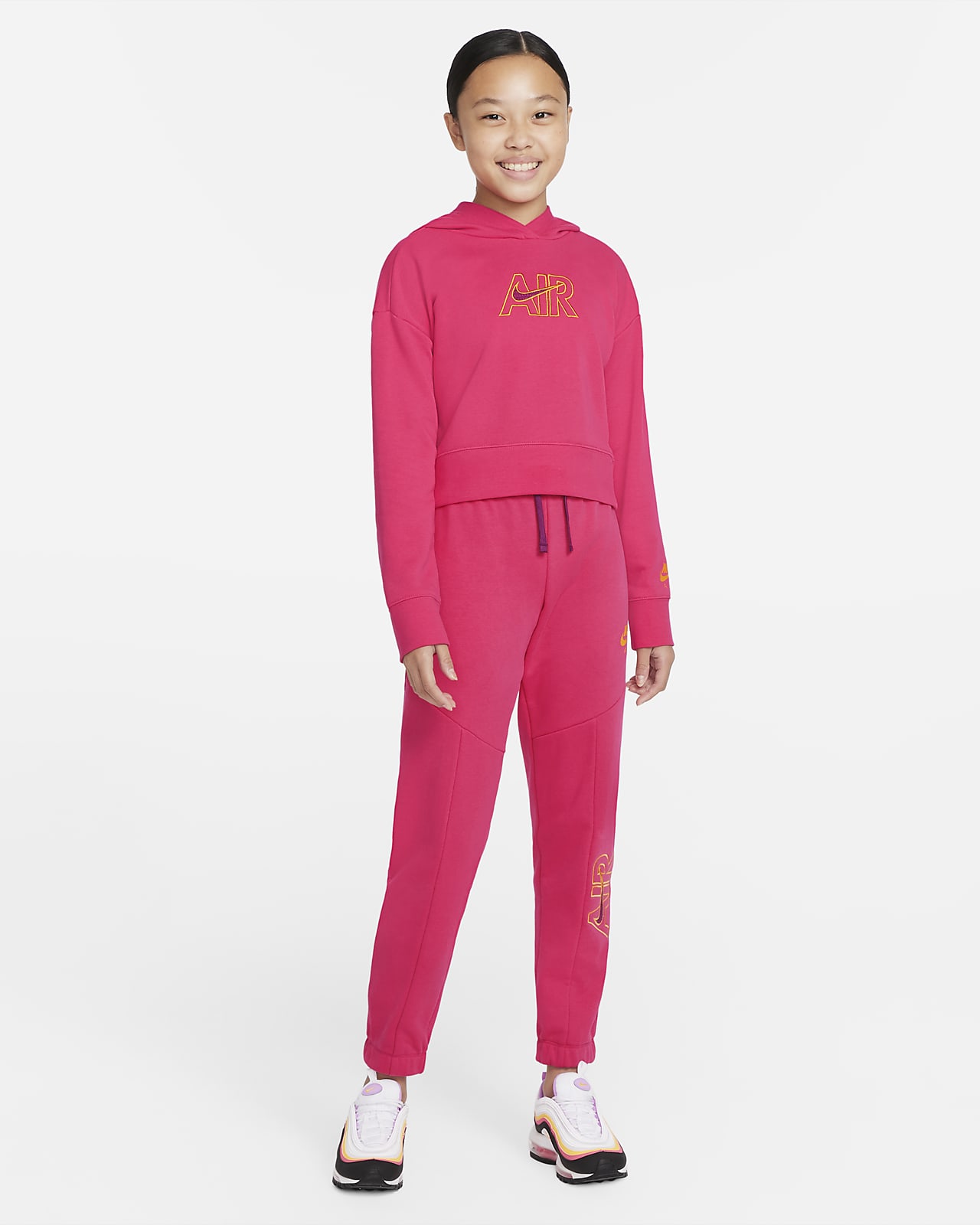 Nike Air Older Kids' (Girls') French Terry Crop Hoodie. Nike IN