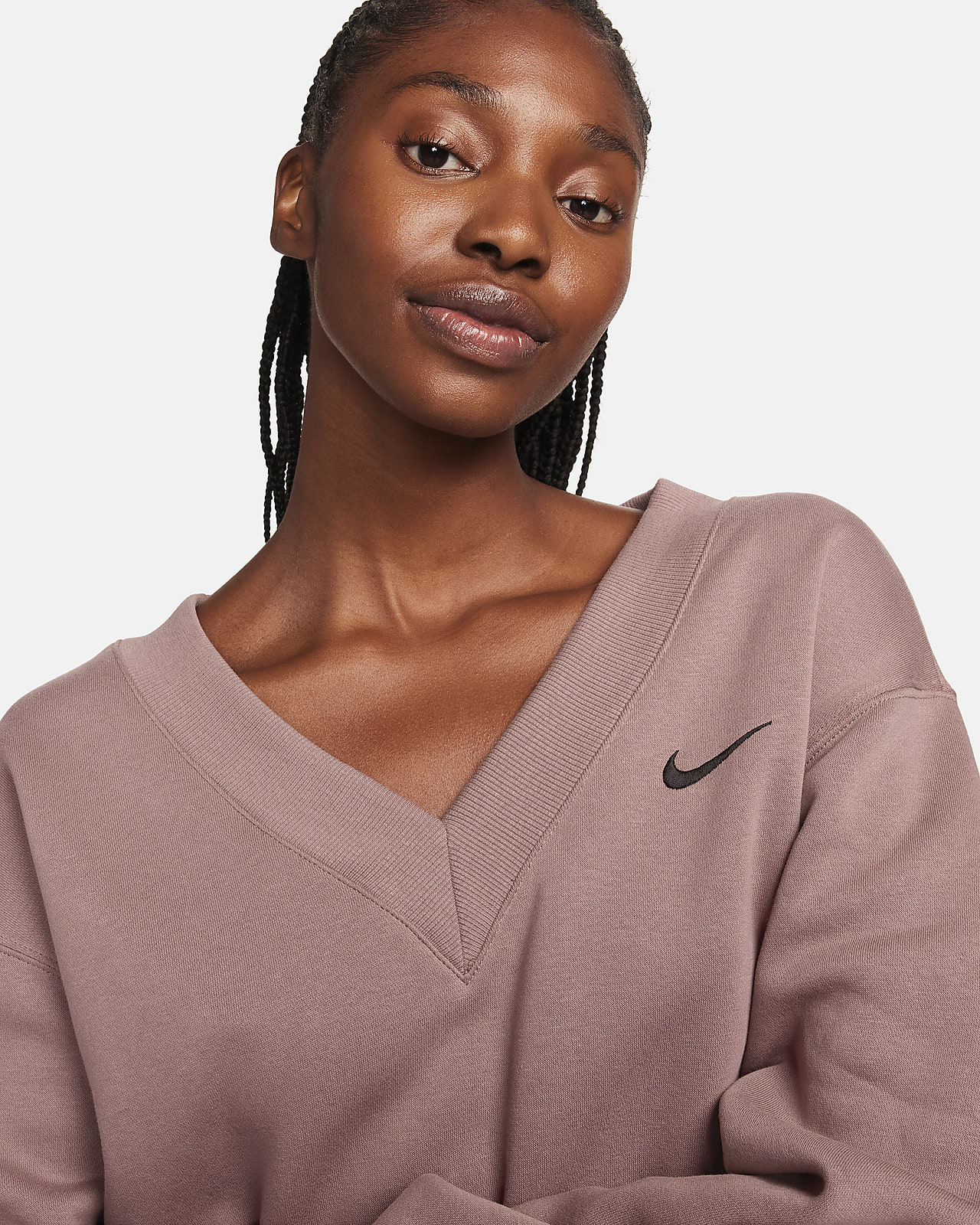 Nike Sportswear Phoenix Fleece Women's Cropped V-Neck Top. Nike BE