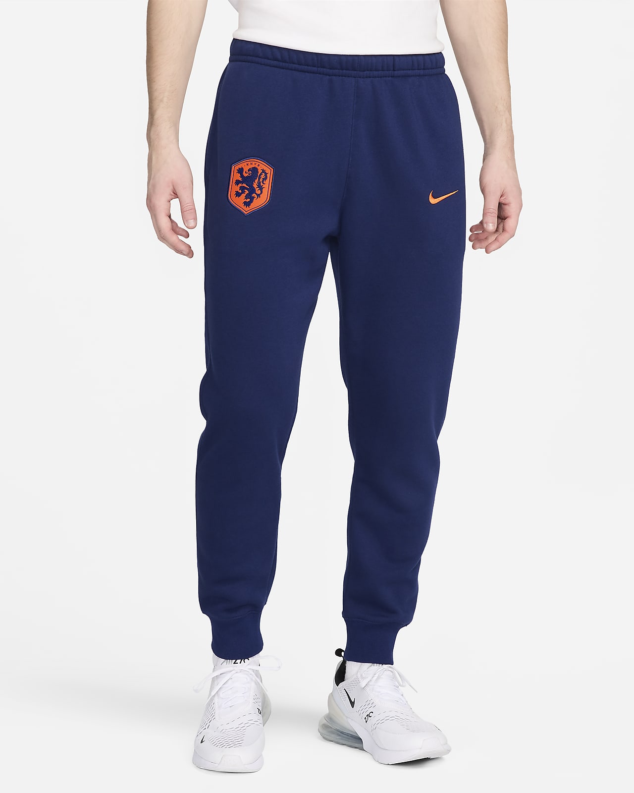 Calças desportivas de futebol de lã cardada Nike Club Países Baixos para homem