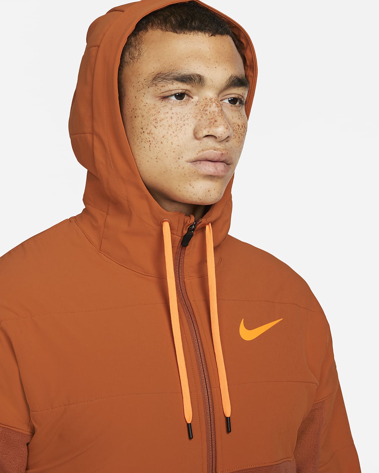 orange nike therma fit hoodie