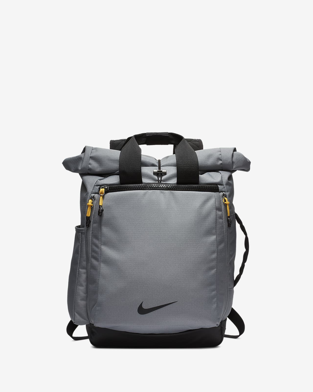 grey and black nike backpack