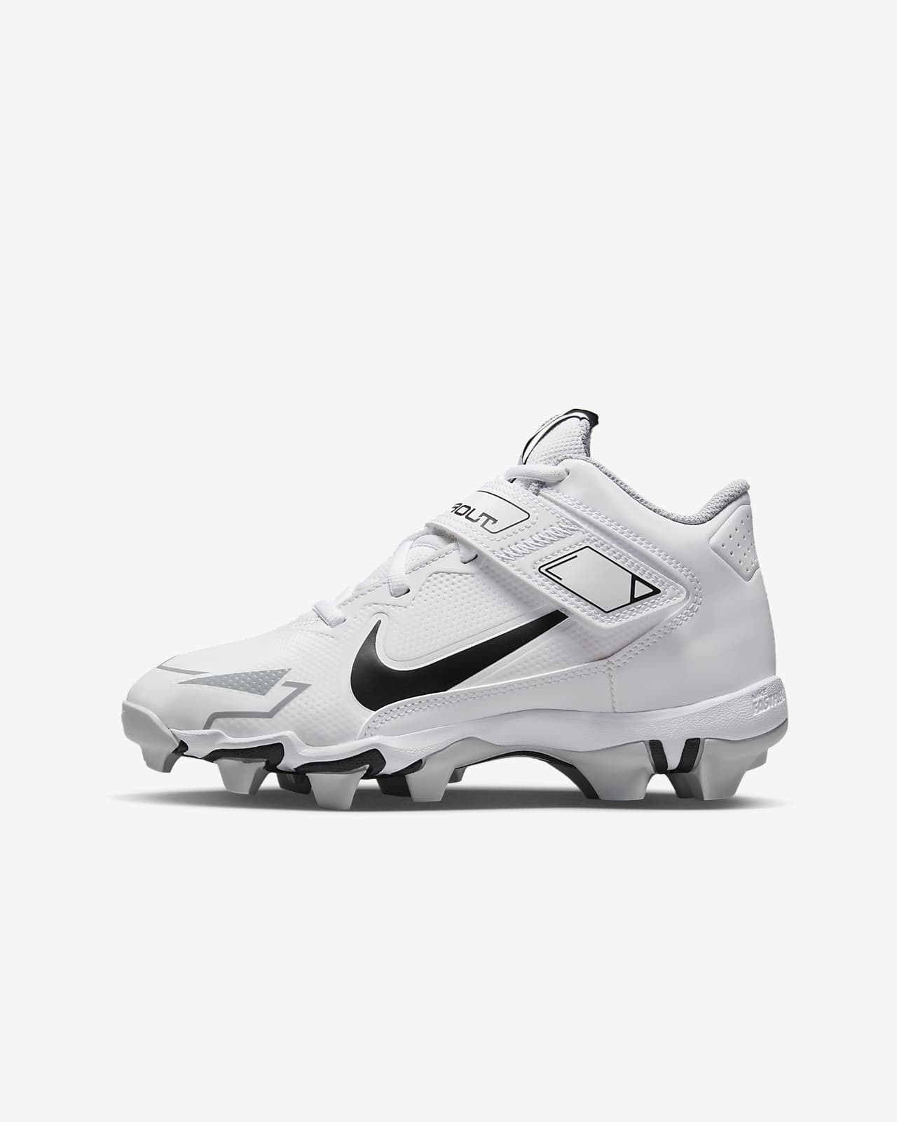 Nike Youth Force Trout 8 Keystone Rubber Molded Baseball Cleats Sz 2 White