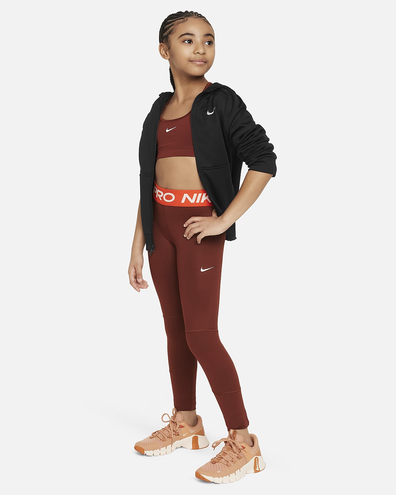 NIKE Girls Dri Fit Leggings 9-10 Years Small Red, Vintage & Second-Hand  Clothing Online