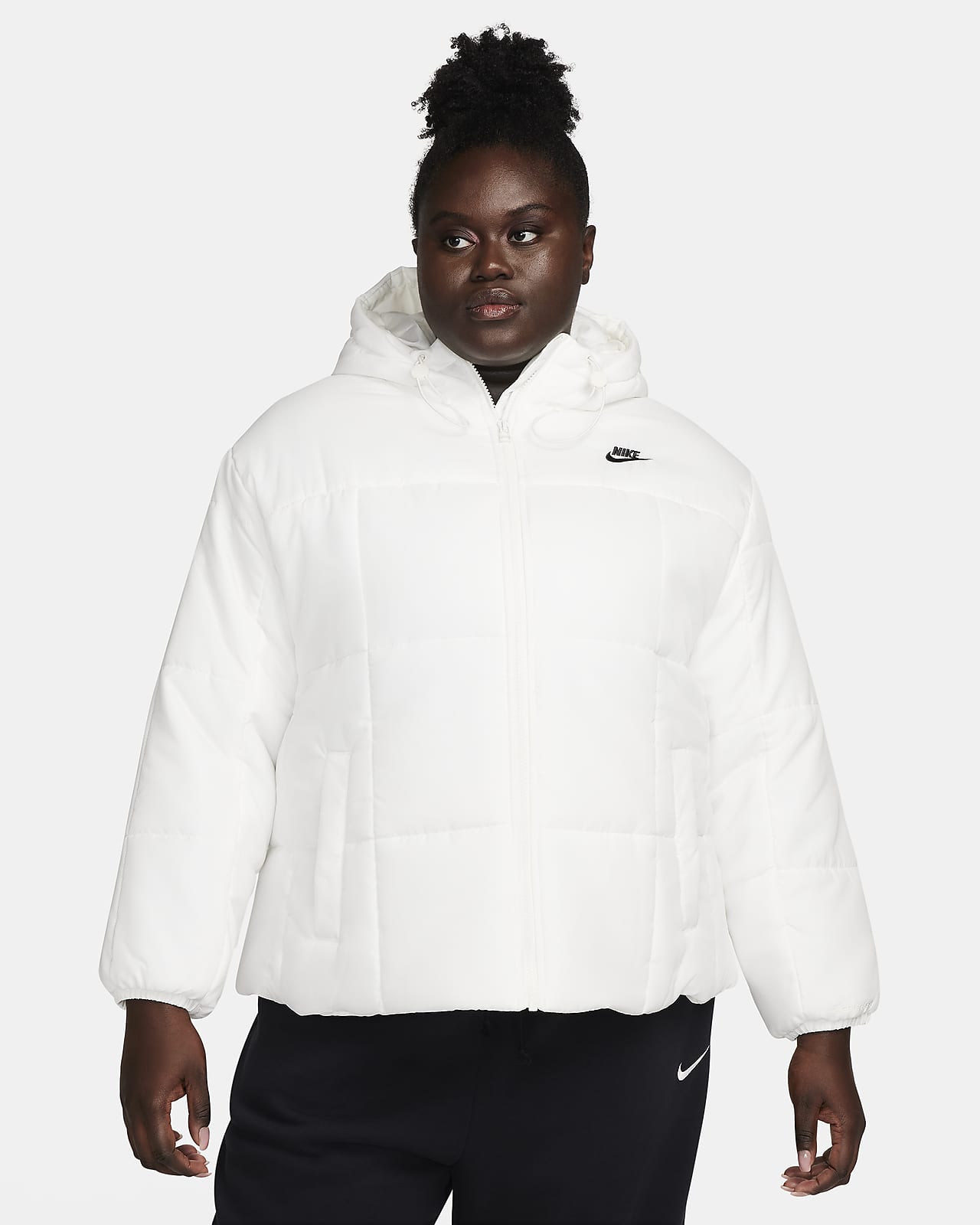 Nike - Doudoune Capuche Down-Fill Noir Blanc