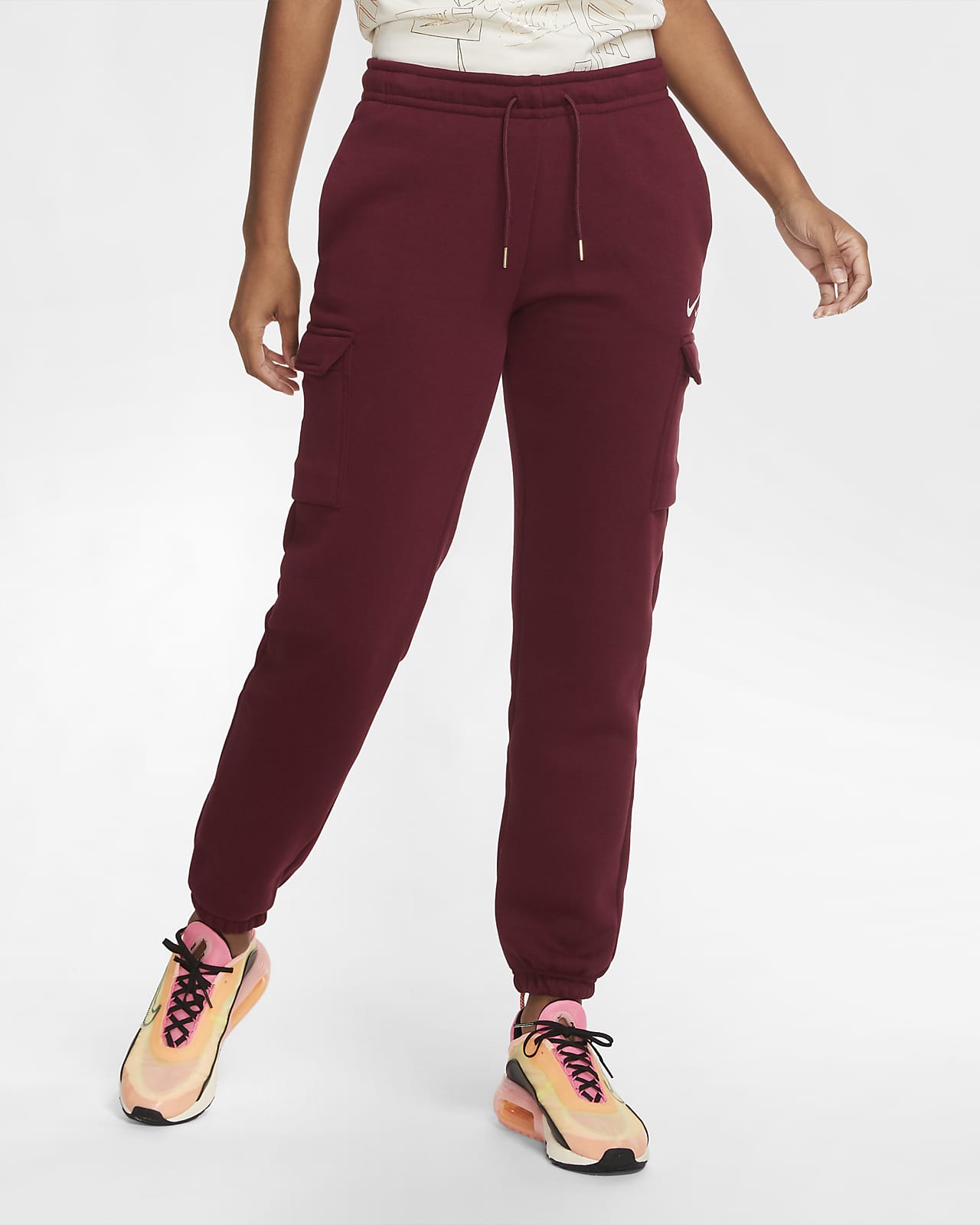 Nike Sportswear Women's Loose-Fit Fleece Cargo Trousers. Nike LU