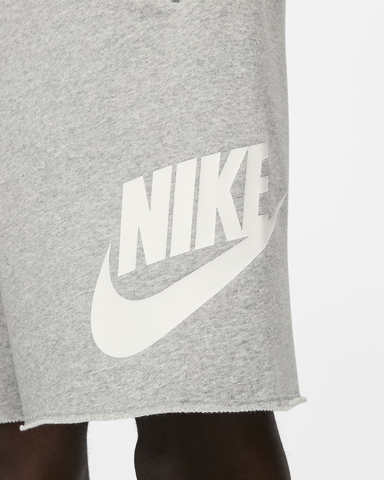 Nike Mens Aw77 French Terry Alumni Shorts - Grey/White (Size: Medium) 