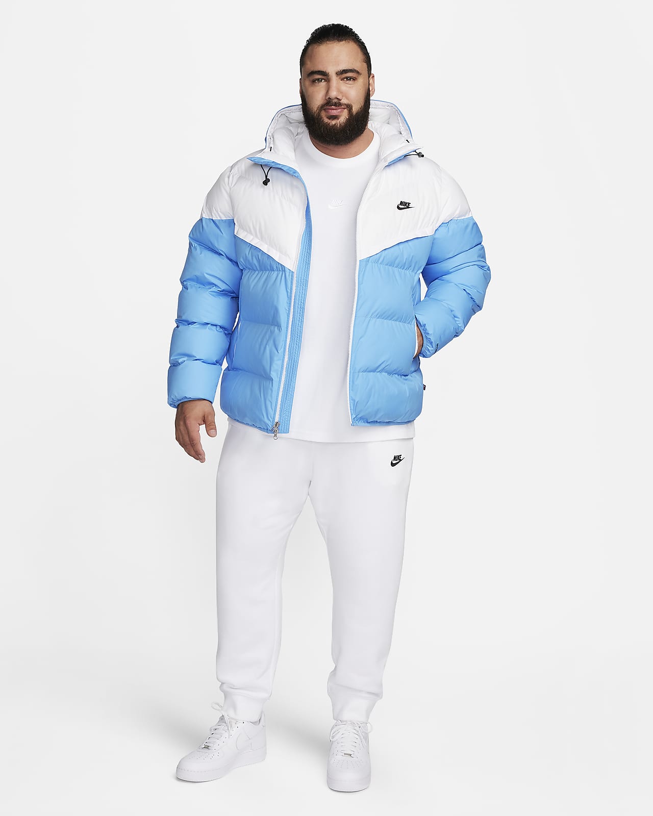 Nike Sportswear Windrunner Neon Blue White Hooded Nylon Jacket