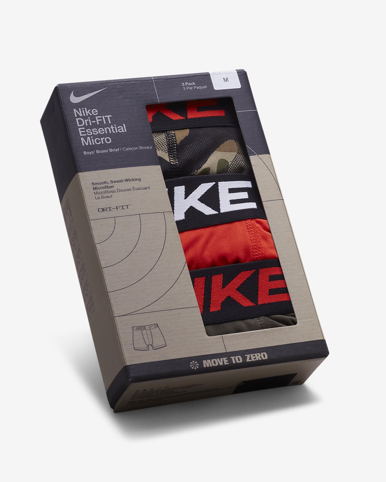 Nike Printed Essentials Big Kids' Dri-FIT Boxer Briefs