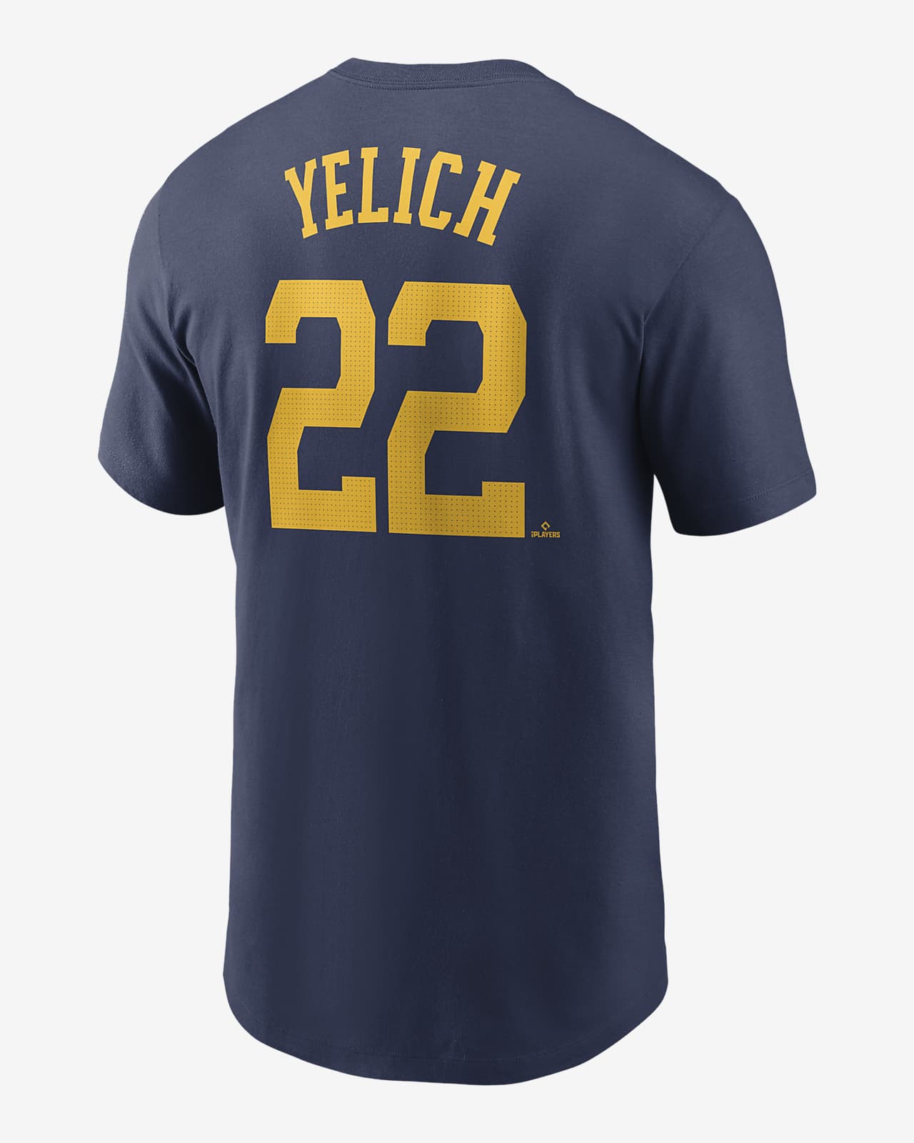 Playera Nike de la MLB para hombre Christian Yelich Milwaukee Brewers Fuse.