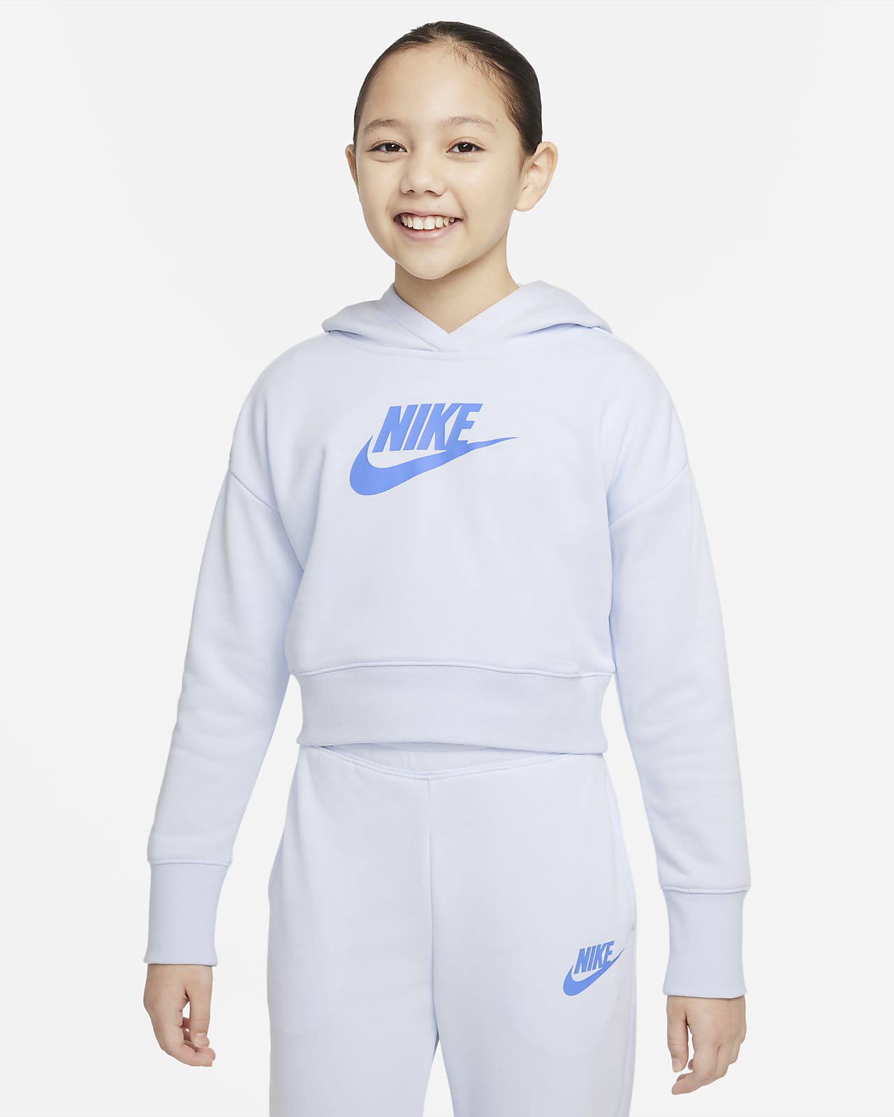 Sudadera con gorro cropped de French Terry para niña talla grande Nike  Sportswear Club. Nike.com