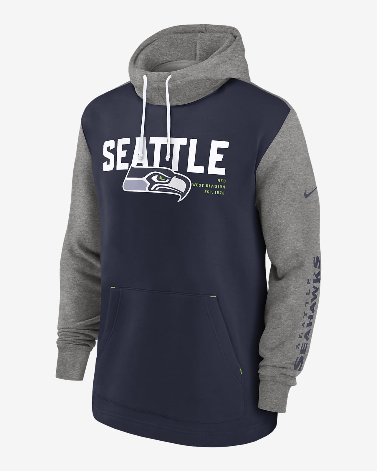 Seattle Seahawks Color Block Men's Nike NFL Pullover Hoodie.