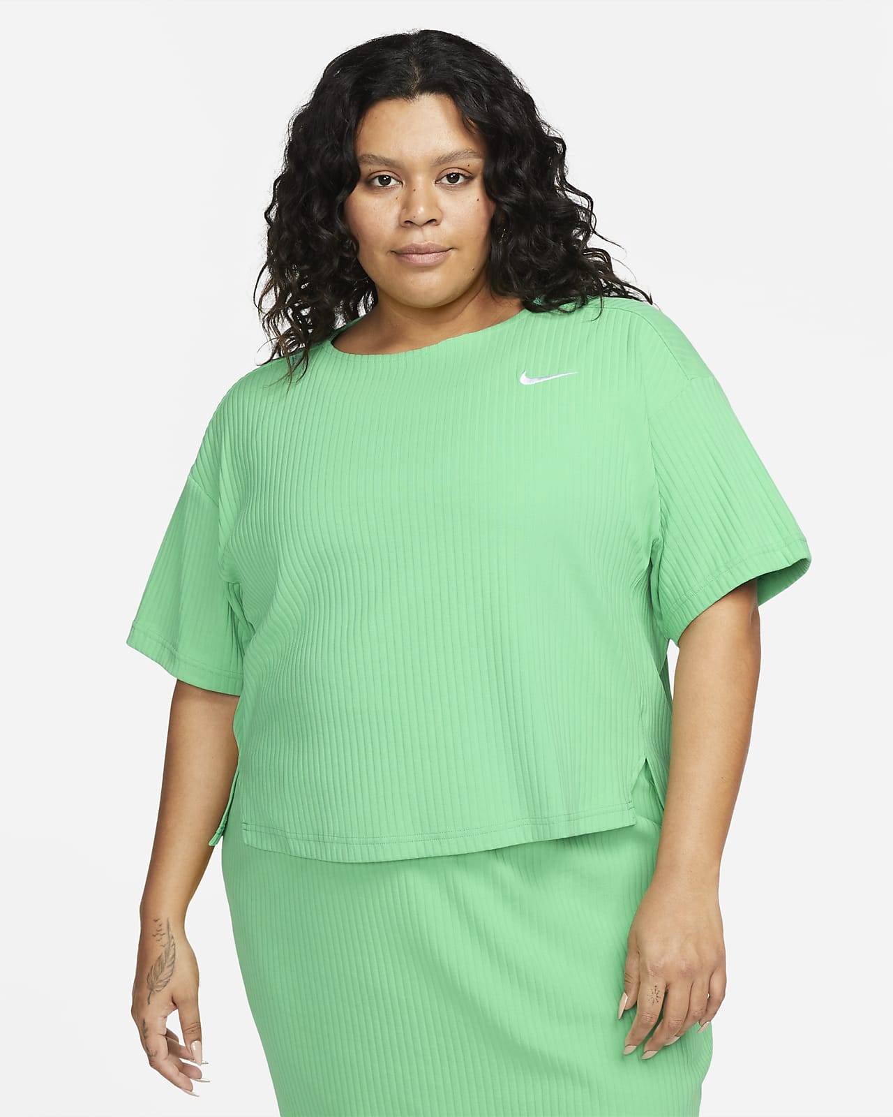 Nike Sportswear Ribbed Jersey Short-Sleeve Top (Plus Size). Nike.com