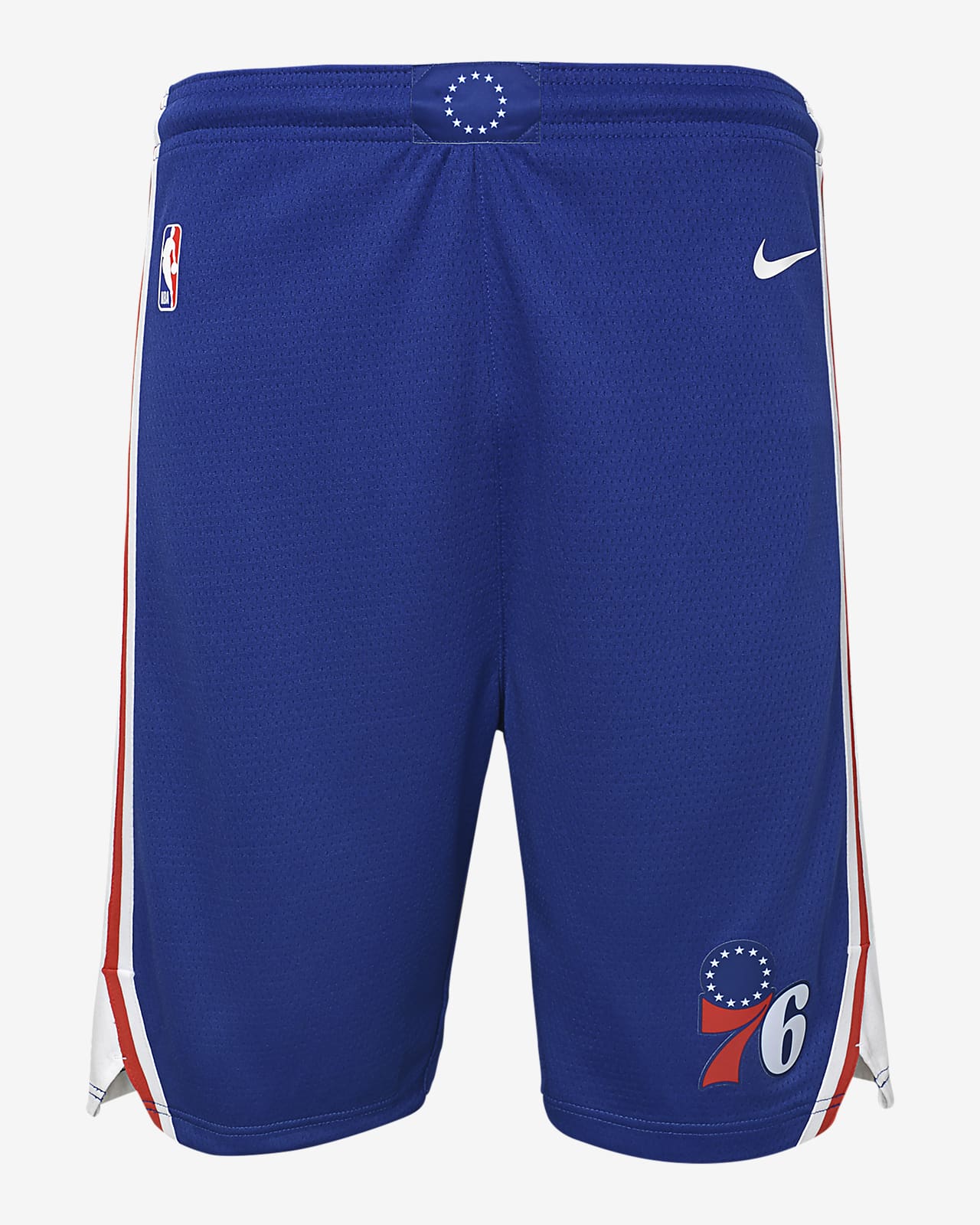 Shorts Nike Dri-FIT Swingman de la NBA para niños talla grande Philadelphia 76ers Icon Edition