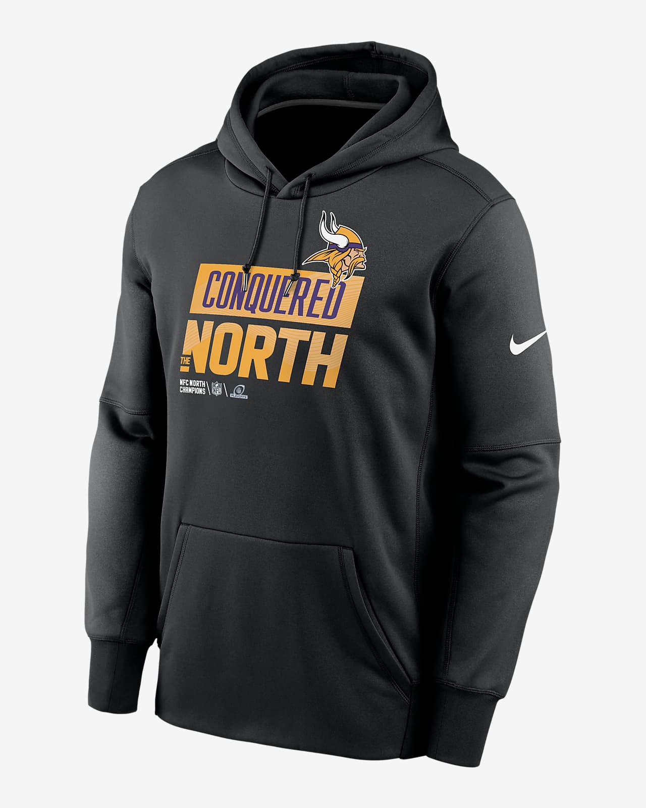 Nike Men's Therma 2022 NFC North Champions Trophy Collection (NFL Minnesota Vikings) Pullover Hoodie Black