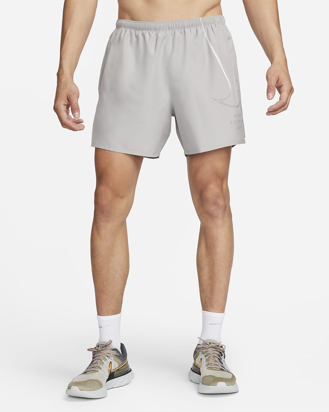 Nike Running Challenger Dri-FIT 2-in-1 5 inch shorts in grey