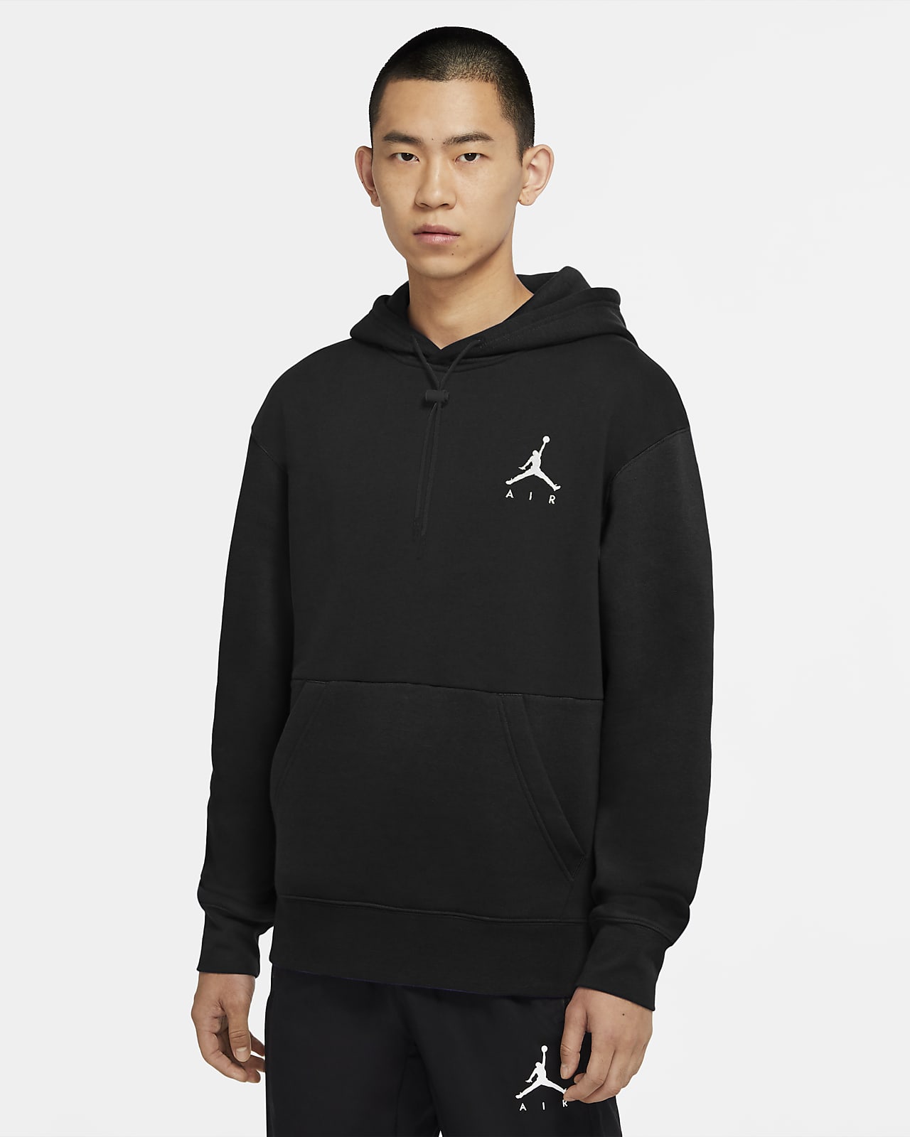 nike jordan fleece hoodie with chest logo in black