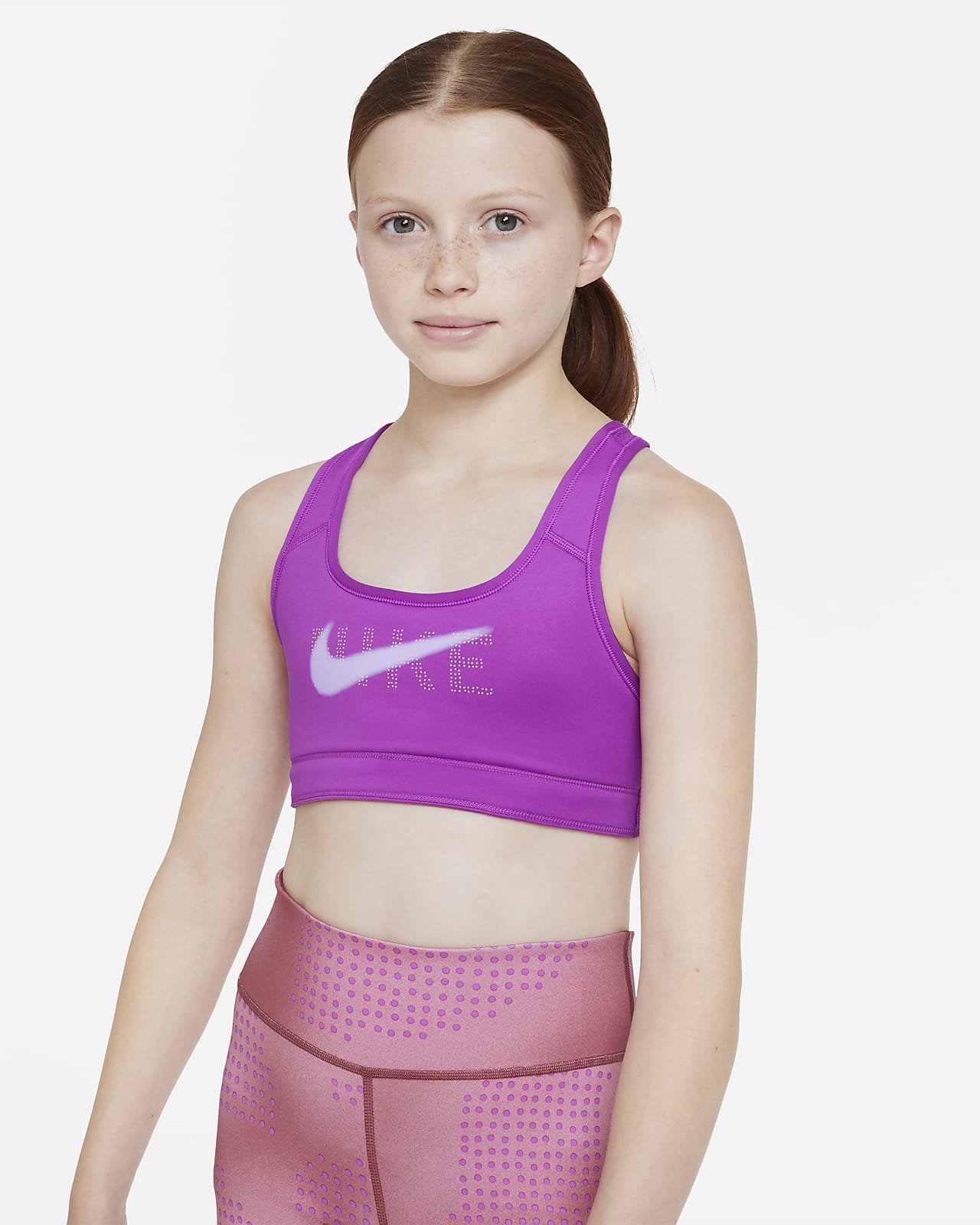 NIKE Girls' Nike Allover Print Swooshfetti Sports Bra
