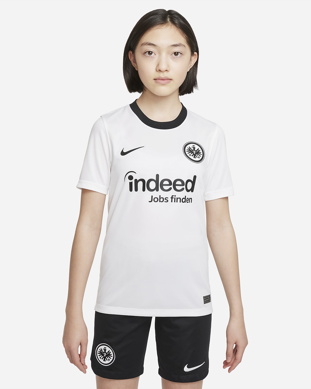 Eintracht Frankfurt 2022/23 (hjemmedrakt) Nike Dri-FIT kortermet fotballoverdel til store barn