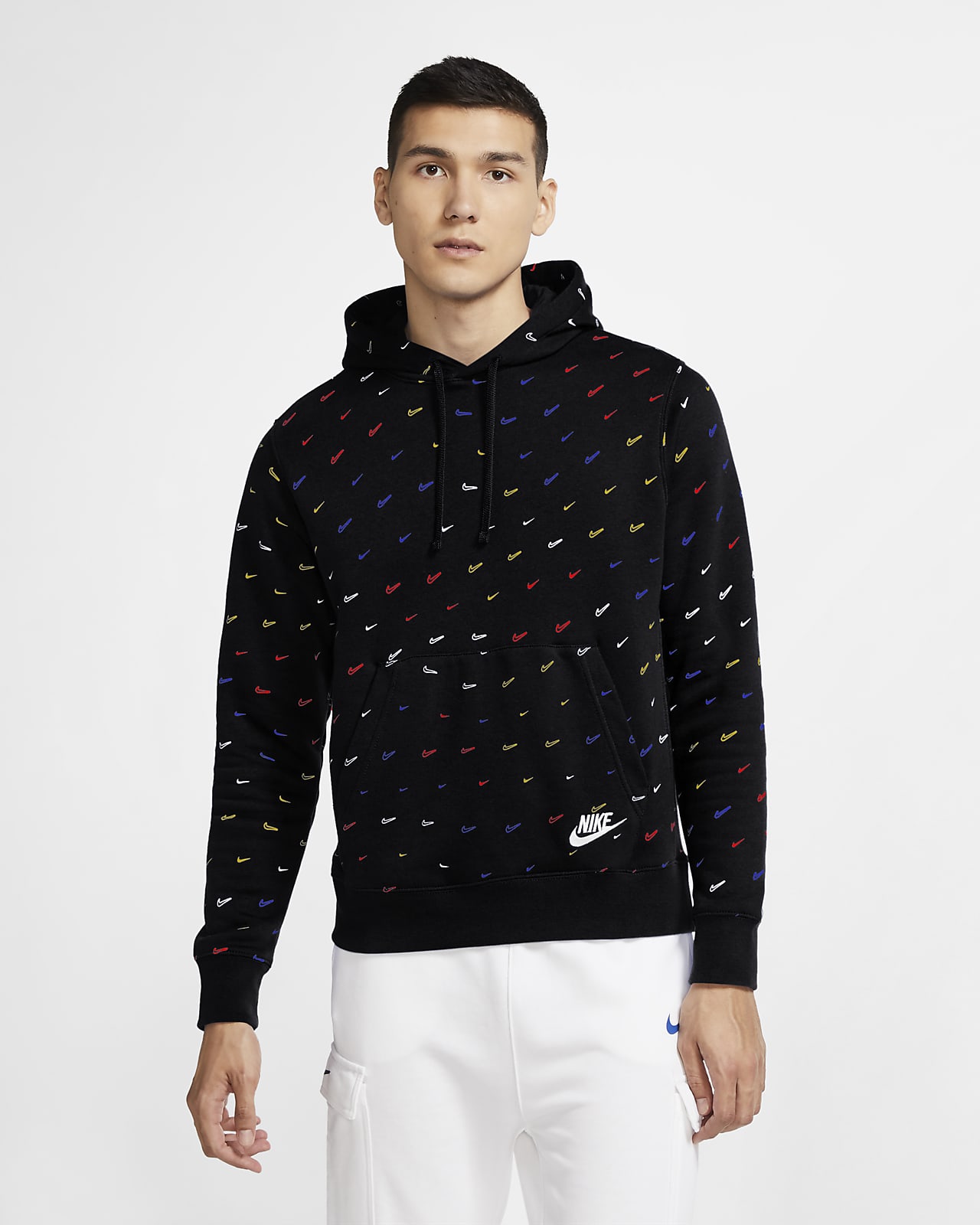 men's nike sportswear allover print club fleece hoodie