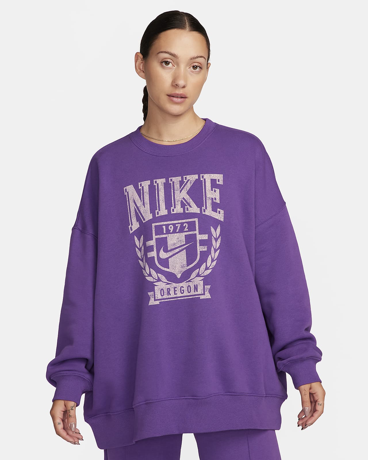 Nike Sportswear ekstra stor sweatshirt med rund hals i fleece til dame