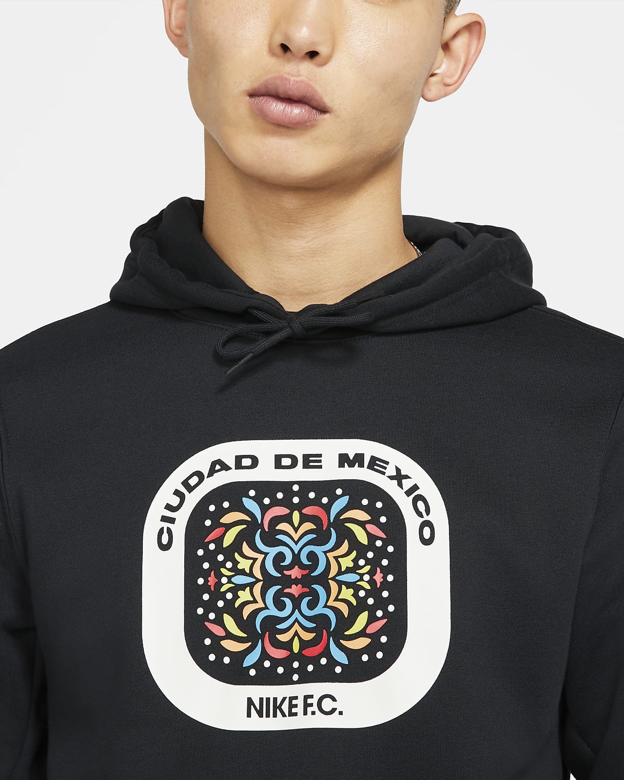 nike fc hoodie black and red