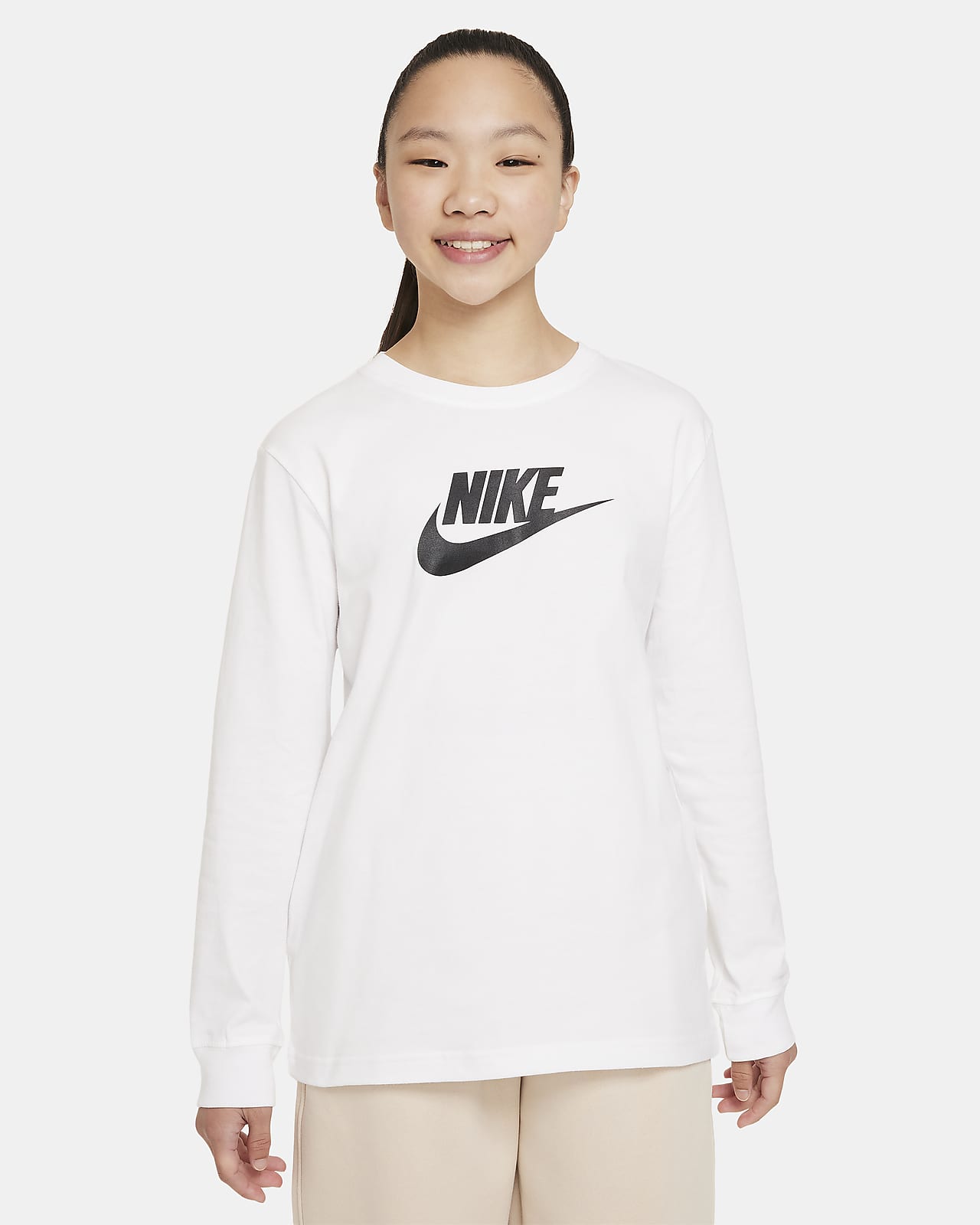 Playera de manga larga para niña talla grande Nike Sportswear