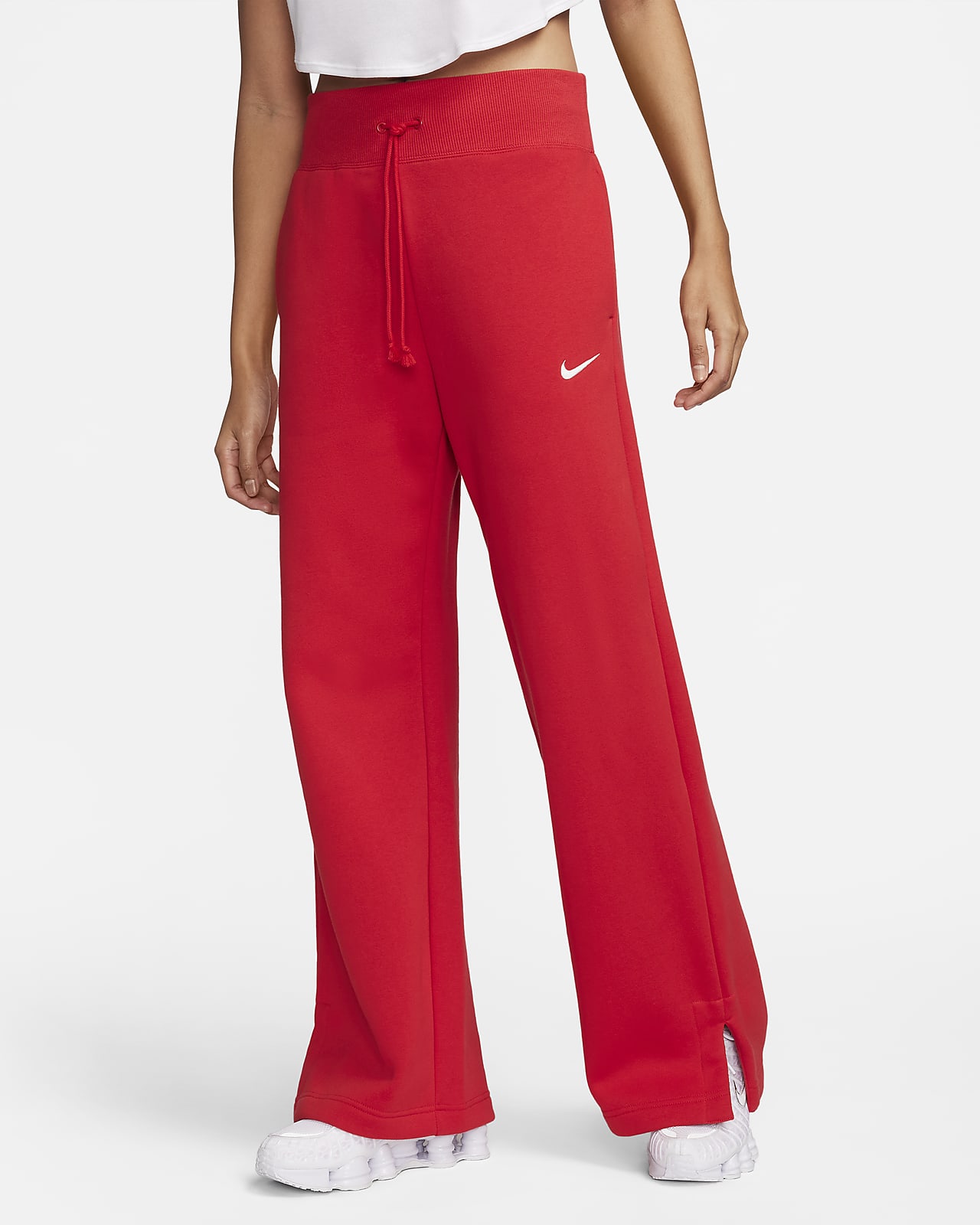 Nike Phoenix Fleece Women's High-Waisted Wide Leg Sweatpants Size L DQ5615  010 