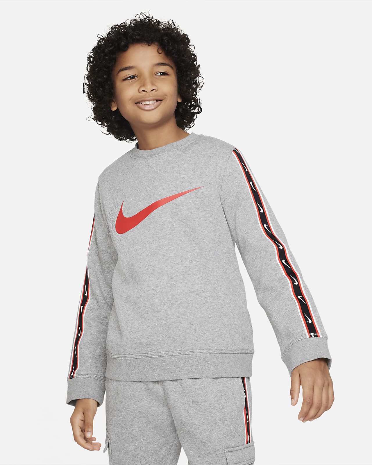 Nike Sportswear Repeat-sweatshirt i fleece med rund hals til større børn (drenge)