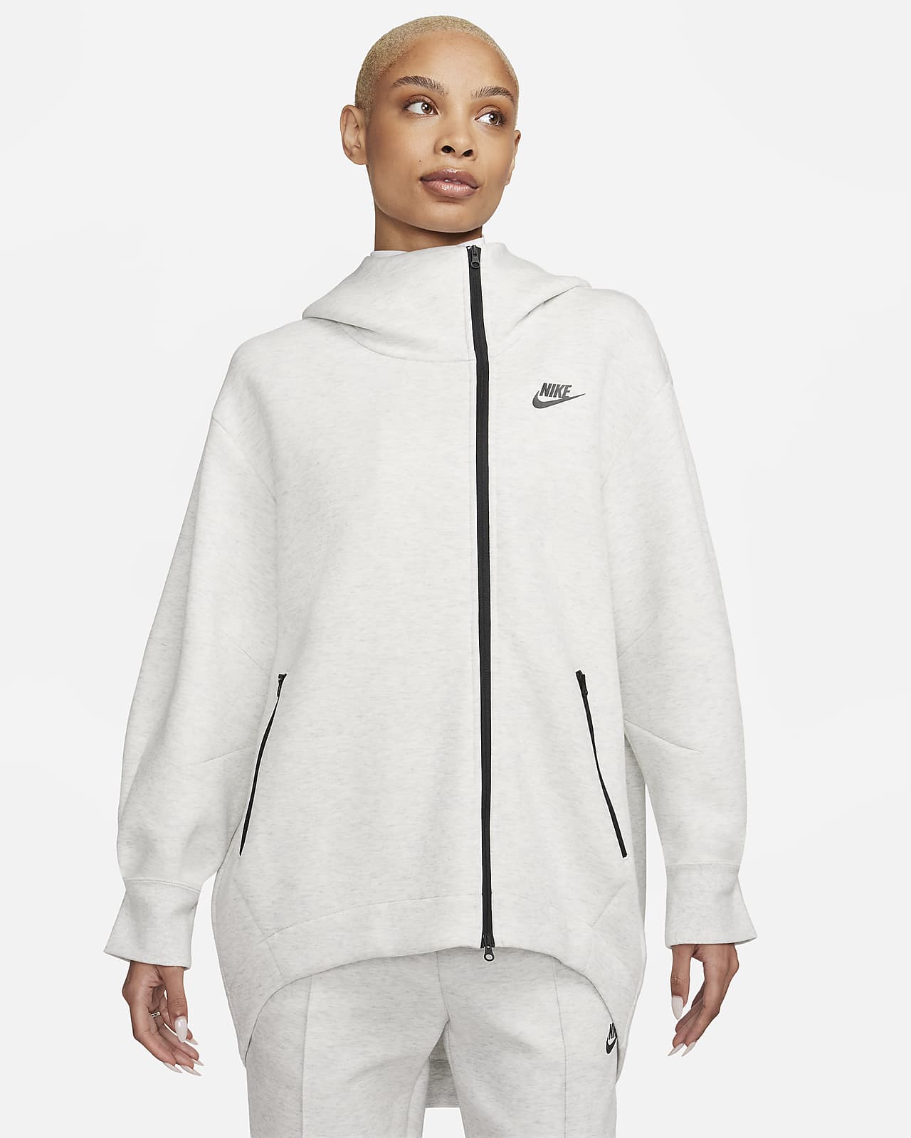 Capa con gorro oversized de cierre completo para mujer Nike Sportswear Tech Fleece