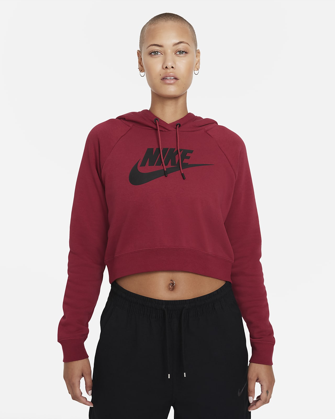 nike cropped hoodie red