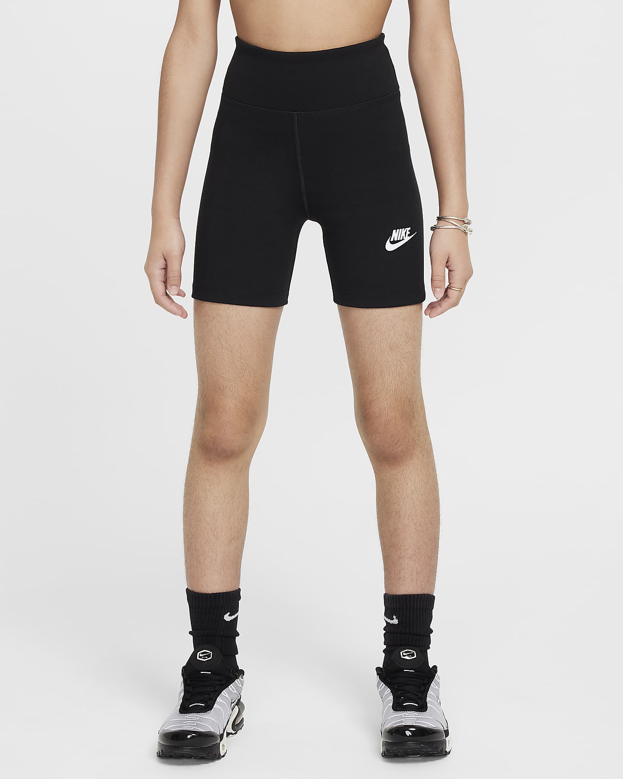 Calções tipo ciclista de cintura subida de 13 cm Nike Sportswear Classic para rapariga