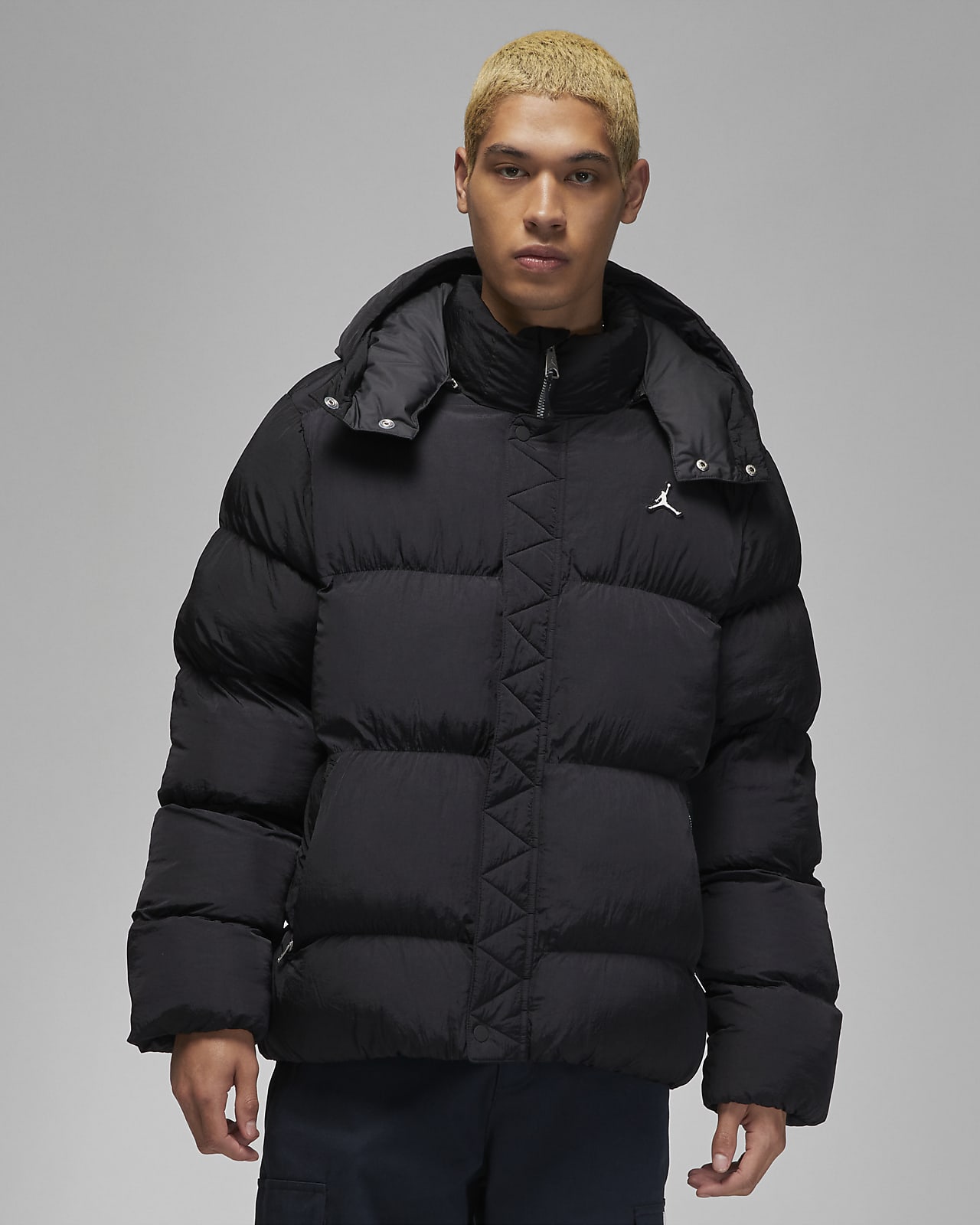 メンズ essentials puffer jacket Black ダウンジャケット シャルズ