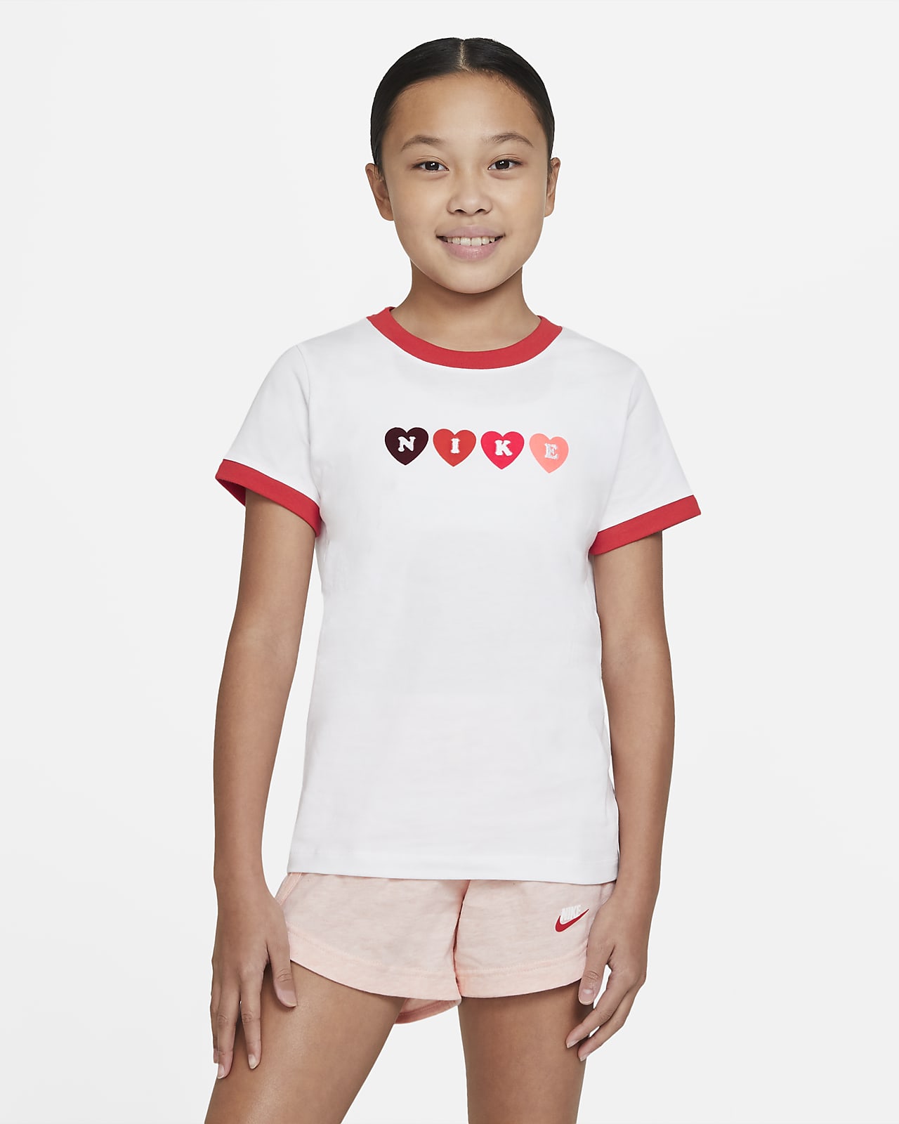 girls white nike t shirt