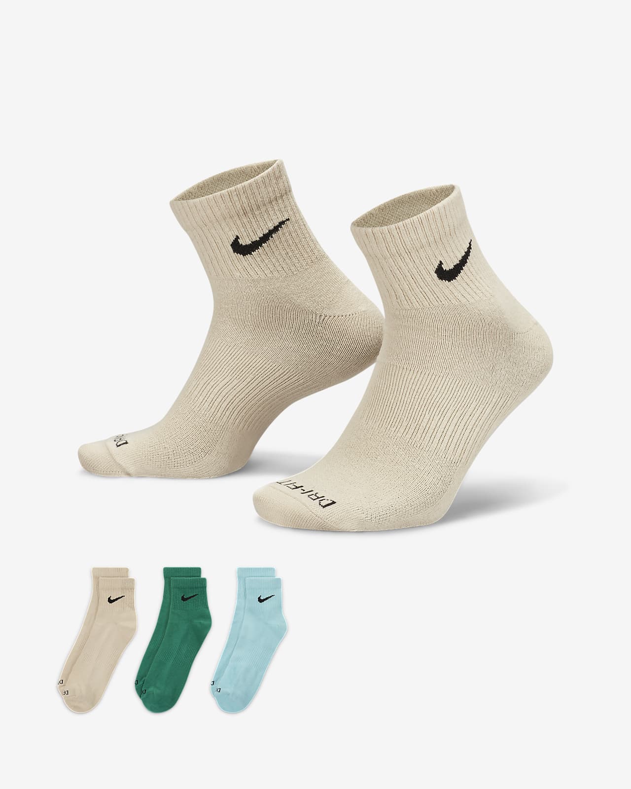 Κάλτσες προπόνησης μέχρι τον αστράγαλο Nike Everyday Plus Lightweight (τρία ζευγάρια)