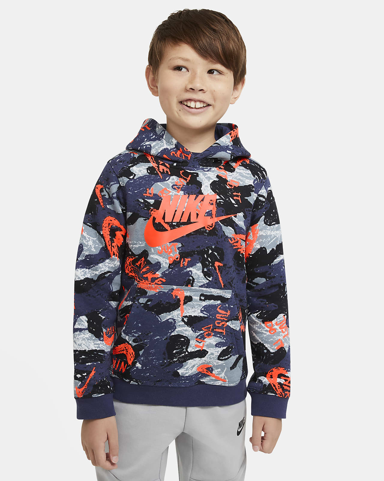 nike all over print crew tracksuit children