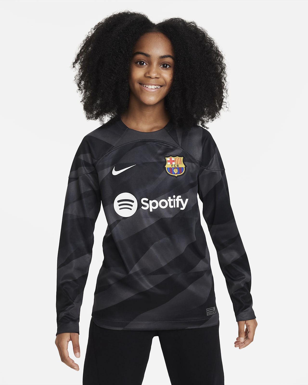 F.C. Barcelona 2023/24 Stadium Goalkeeper Older Kids' Nike Dri-FIT Football Shirt