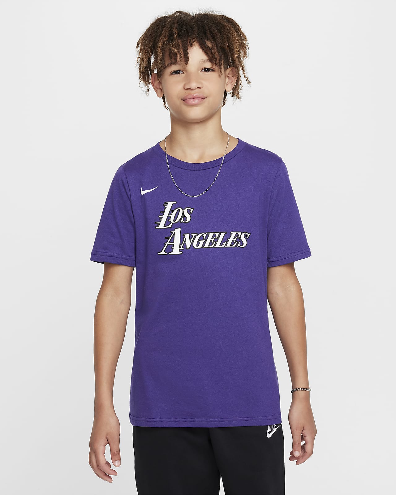 T-shirt com logótipo da NBA da Nike Los Angeles Lakers City Edition Júnior