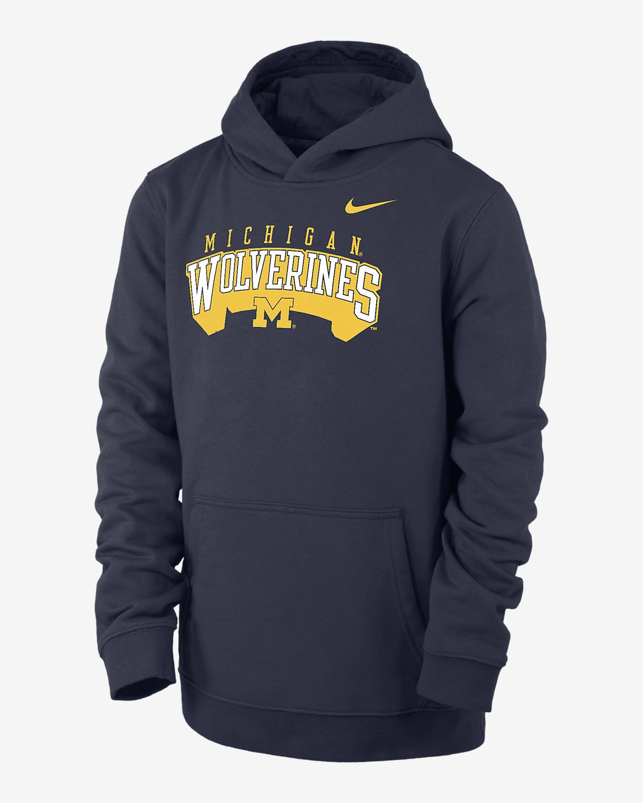 Michigan Club Fleece Big Kids' (Boys') Nike College Pullover Hoodie