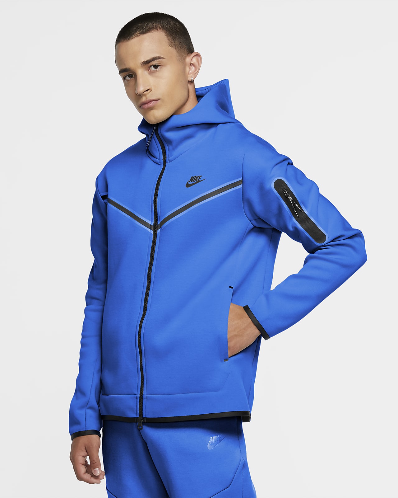 blue nike zip hoodie
