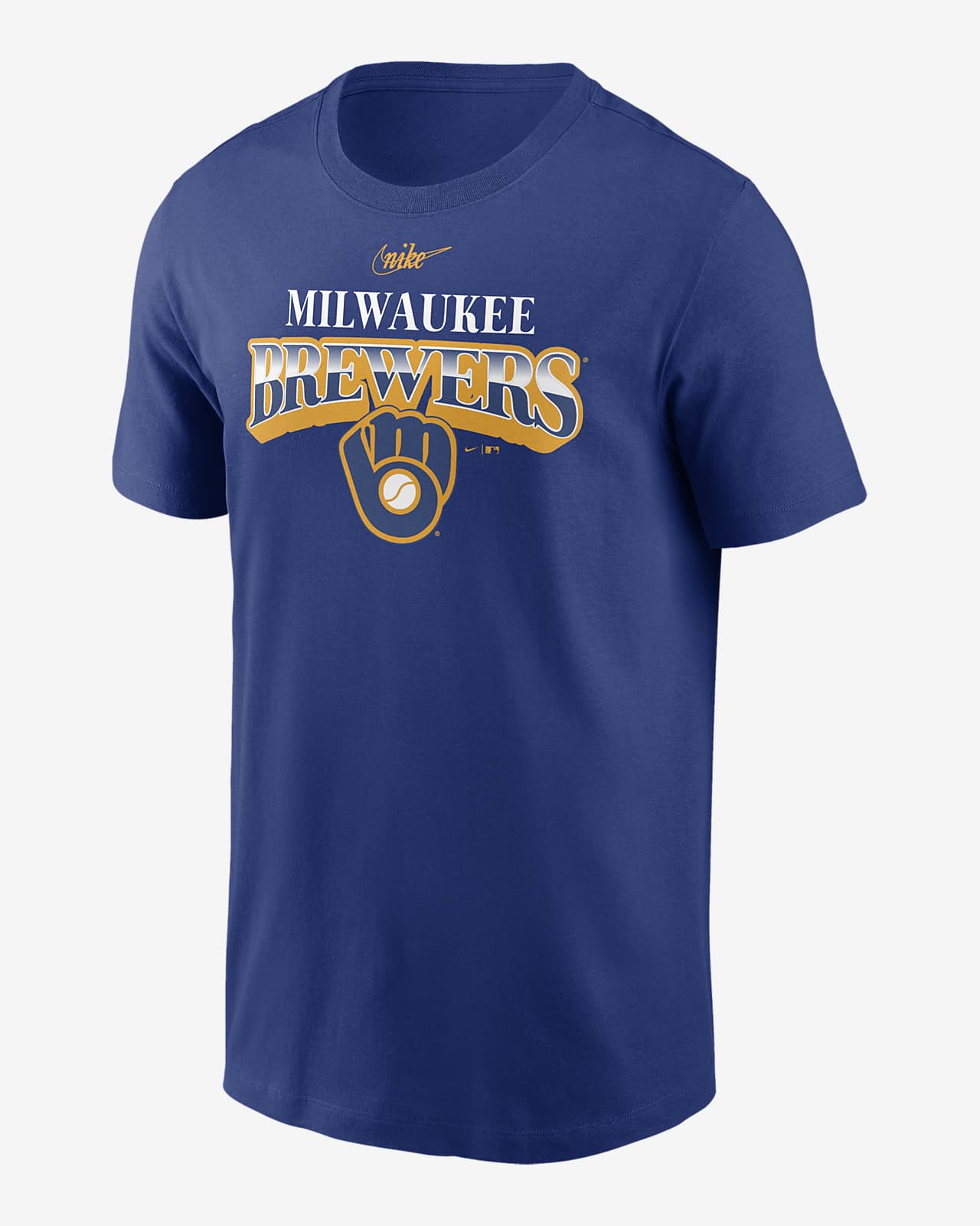 THE NIKE TEE ATHLETIC FIT MILWAUKEE BREWERS T-SHIRT MENS S COTTON