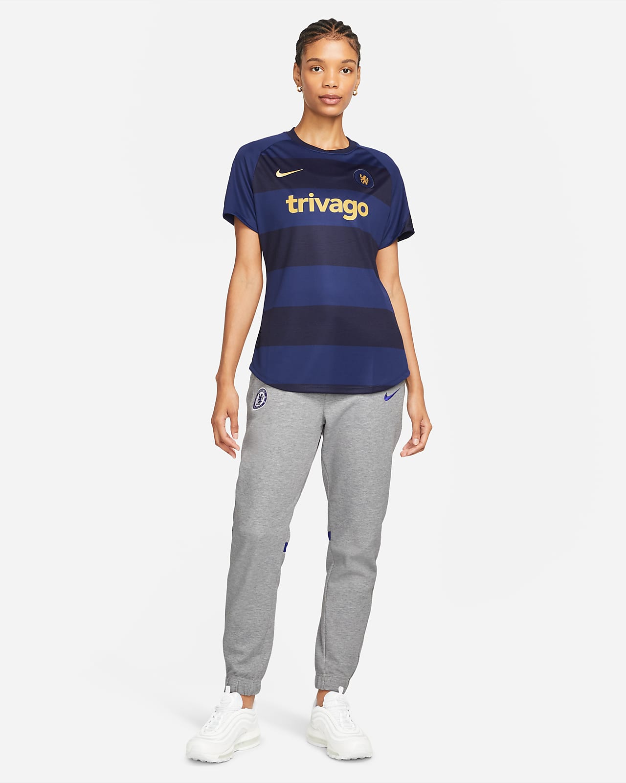 Playera de fútbol de manga corta para antes del partido Nike Dri-FIT para  mujer Chelsea FC. Nike.com