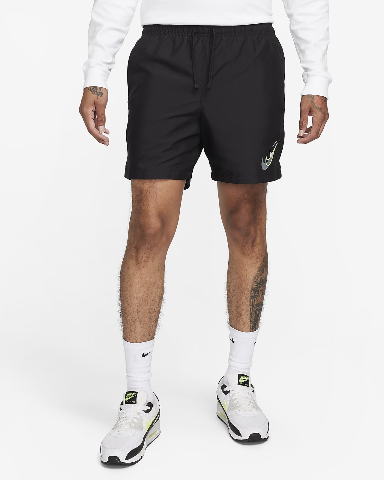  Nike Mens Sportswear Logo Shorts White/Black 836277-100 Size  Small : NIKE: Clothing, Shoes & Jewelry