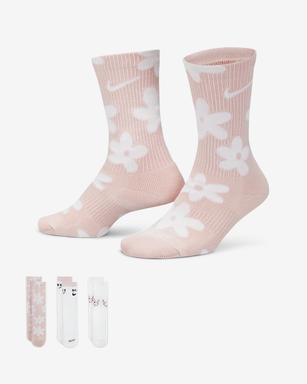 Παιδικές κάλτσες μεσαίου ύψους με αντικραδασμική προστασία Nike Everyday Plus (τρία ζευγάρια)